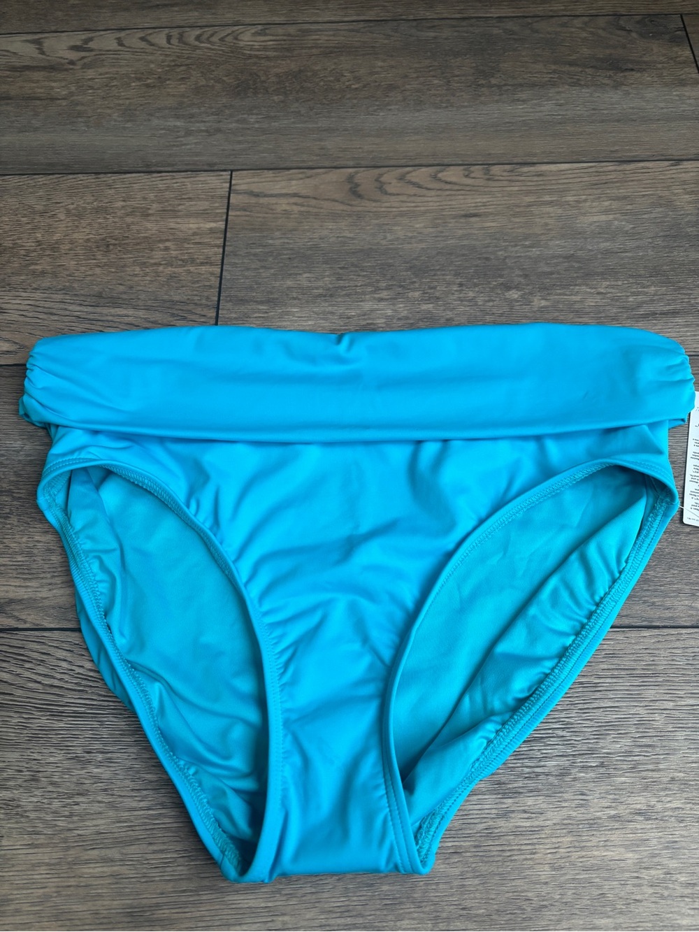 NWT Lands’ End Fold Over Waistband Midrise Bikini Bottoms Turquoise Sz Medium